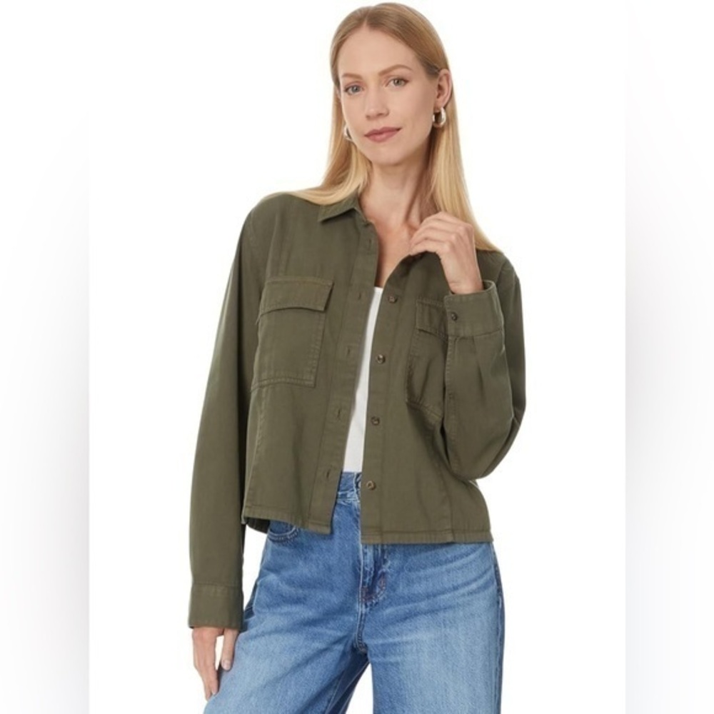 Madewell Khaki Cropped Long Sleeve Shirt NWOT Sz XL